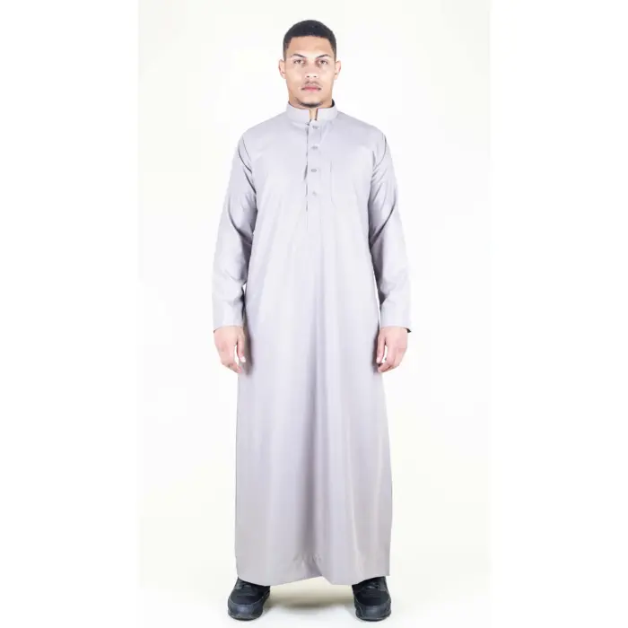 104 - Men's Cream Muslim Nehru Collar Eid Thobe - Image 1