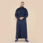 104 - Men's Navy Muslim Nehru Collar Eid Thobe - Image 2