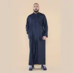 104 - Men's Navy Muslim Nehru Collar Eid Thobe - Image 3