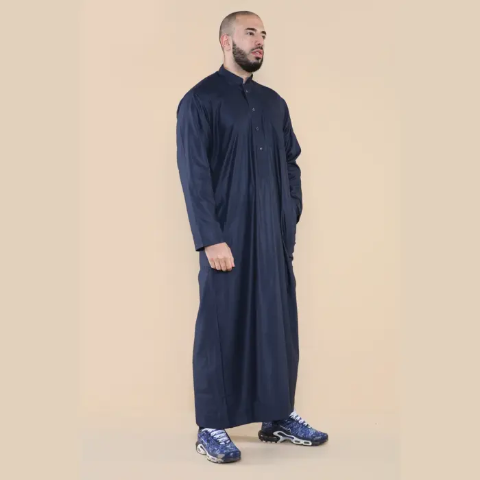 104 - Men's Navy Muslim Nehru Collar Eid Thobe - Image 4