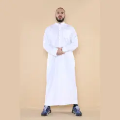 104 - Men's White Muslim Nehru Collar Eid Thobe