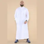104 - Men's White Muslim Nehru Collar Eid Thobe - Image 2
