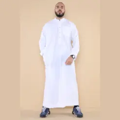 Alternative view of 104 - Men's White Muslim Nehru Collar Eid Thobe
