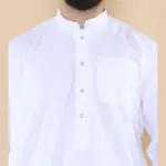 104 - Men's White Muslim Nehru Collar Eid Thobe - Image 3