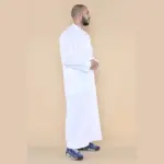 104 - Men's White Muslim Nehru Collar Eid Thobe - Image 4