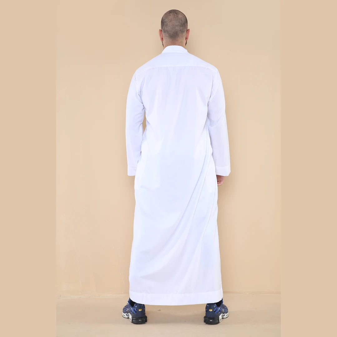 104 - Men's White Muslim Nehru Collar Eid Thobe-6 104 - Men's White Muslim Nehru Collar Eid Thobe - Image 5