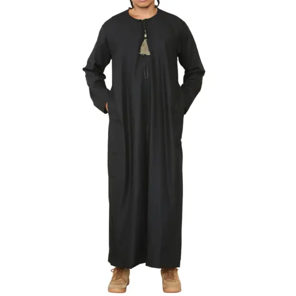 105 Mens Black Gold Omani Eid Tassel Thobe Jubba Thobez 1