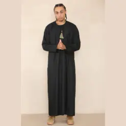 105 - Men's Black Gold Omani Eid Tassel Thobe Jubba