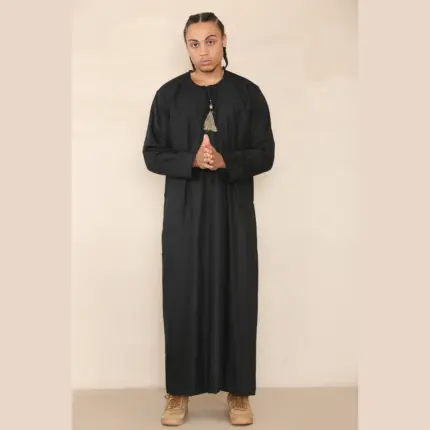 105 - Men's Black Gold Omani Eid Tassel Thobe Jubba