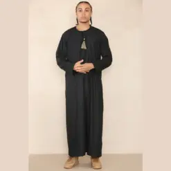 Alternative view of 105 - Men's Black Gold Omani Eid Tassel Thobe Jubba