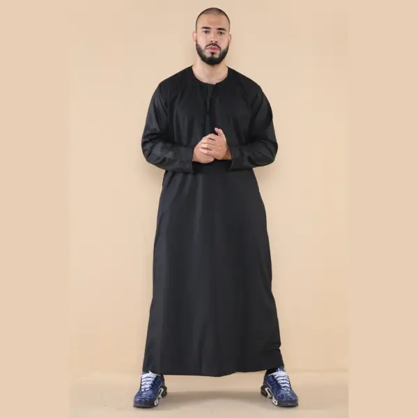 105 Mens Black Omani Eid Tassel Thobe Jubba Thobez 2