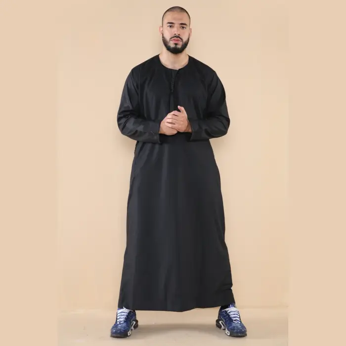 105 - Men's Black Omani Eid Tassel Thobe Jubba - Image 1