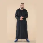 105 - Men's Black Omani Eid Tassel Thobe Jubba - Image 2