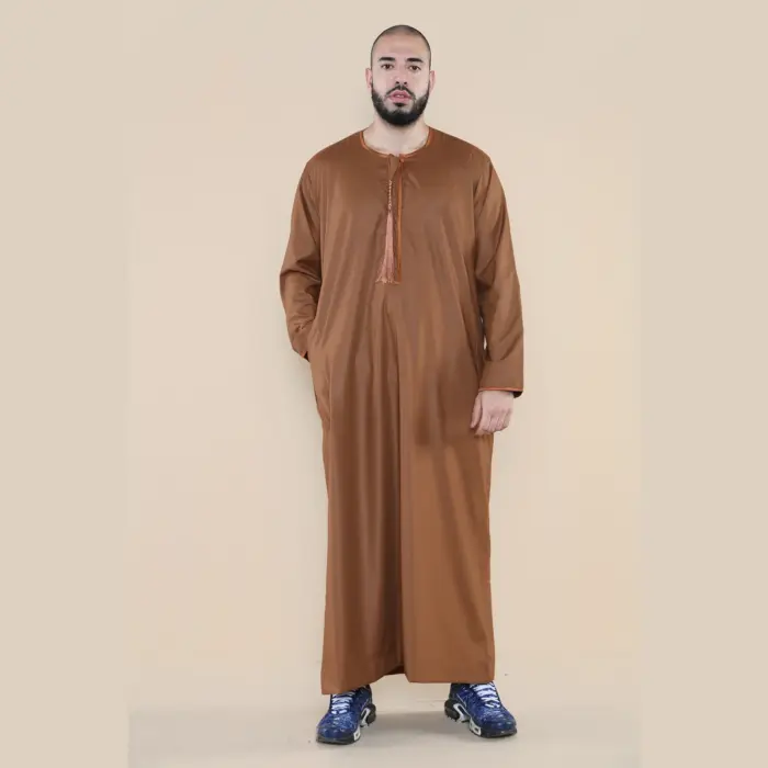 105 - Men's Camel Omani Eid Tassel Thobe Jubba - Image 2