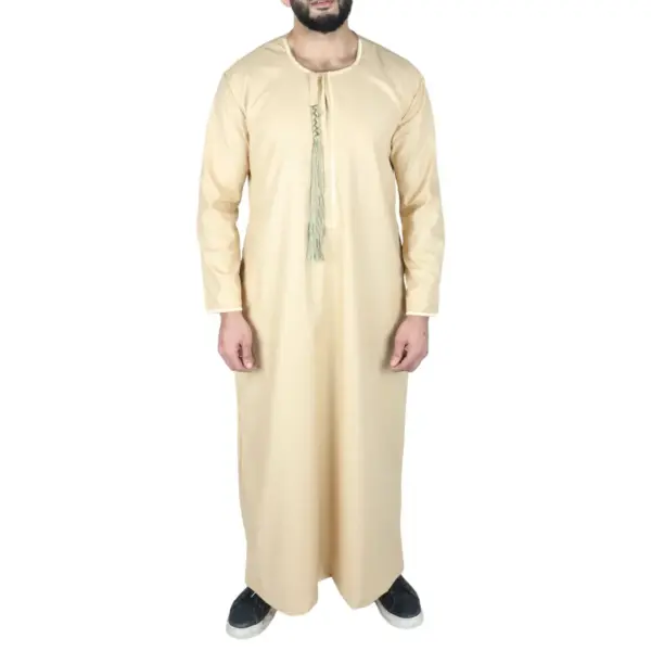 105 Mens Cream Omani Eid Tassel Thobe Jubba Thobez 1