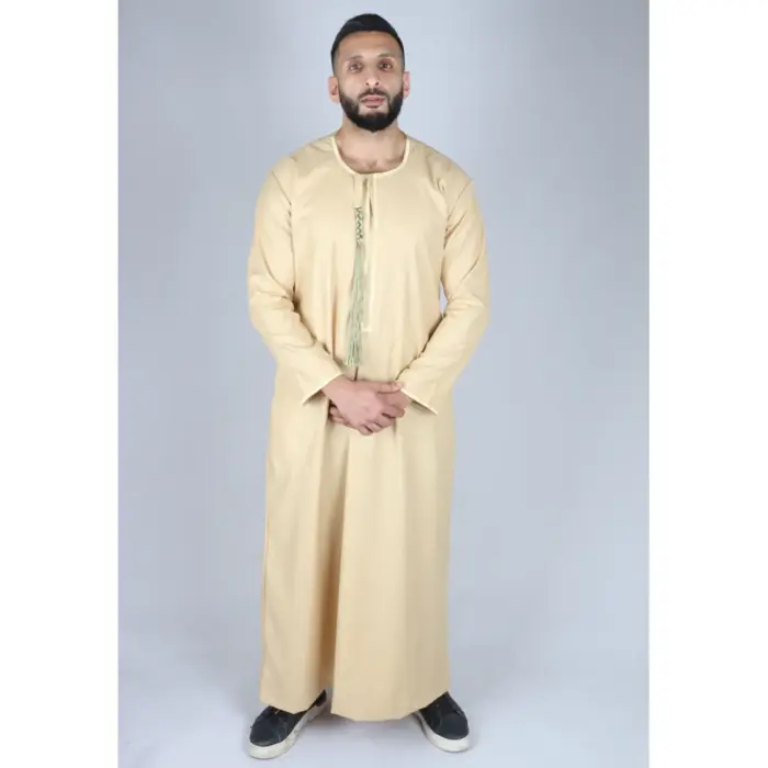 105 - Men's Cream Omani Eid Tassel Thobe Jubba - Image 1