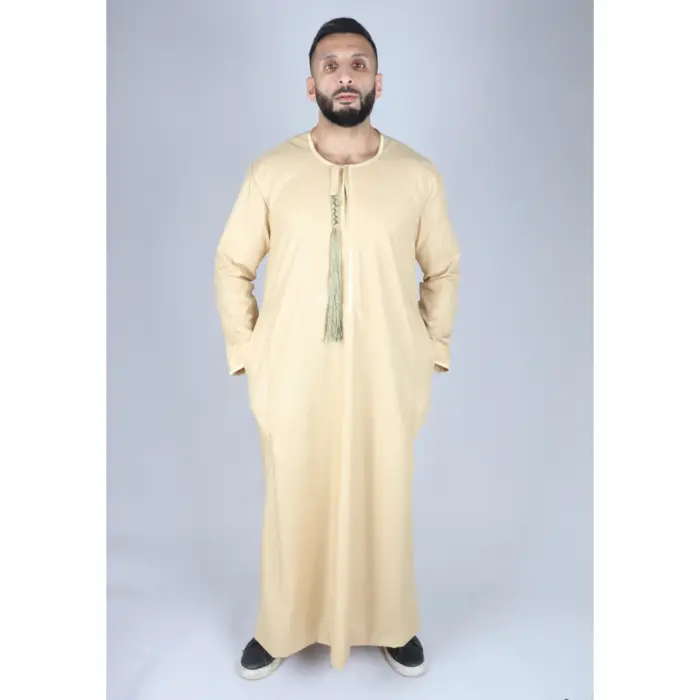 105 - Men's Cream Omani Eid Tassel Thobe Jubba - Image 5