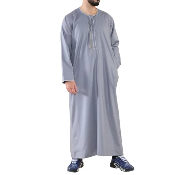 105 Mens Grey Omani Eid Tassel Thobe Jubba Thobez 1