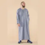 105 - Men's Grey Omani Eid Tassel Thobe Jubba - Image 4