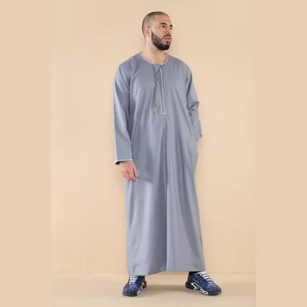 105 Mens Grey Omani Eid Tassel Thobe Jubba Thobez 5