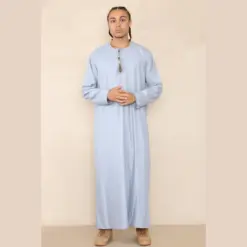 Alternative view of 105 - Men's Light Blue Omani Eid Tassel Thobe Jubba