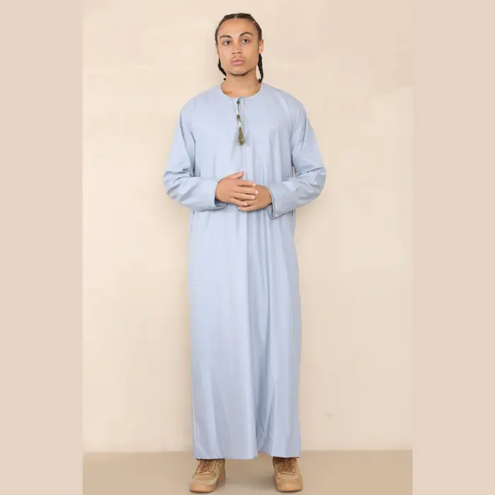 105 - Men's Light Blue Omani Eid Tassel Thobe Jubba - Image 2