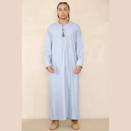 105 - Men's Light Blue Omani Eid Tassel Thobe Jubba