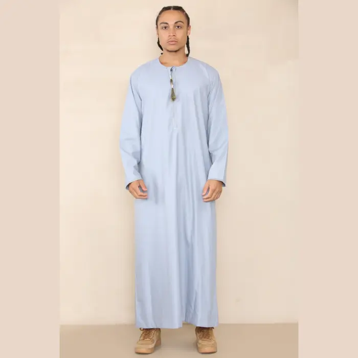 105 - Men's Light Blue Omani Eid Tassel Thobe Jubba - Image 1