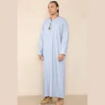 105 - Men's Light Blue Omani Eid Tassel Thobe Jubba - Image 5