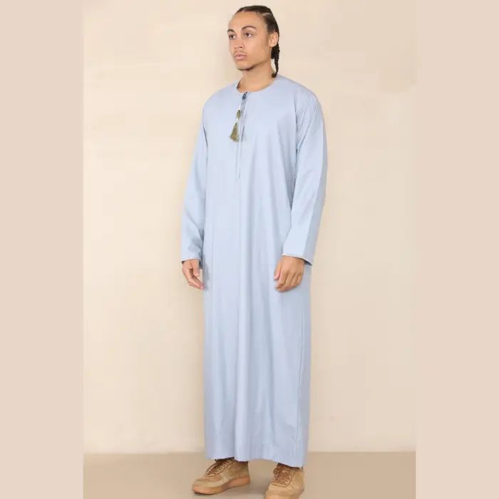 105 - Men's Light Blue Omani Eid Tassel Thobe Jubba - Image 5