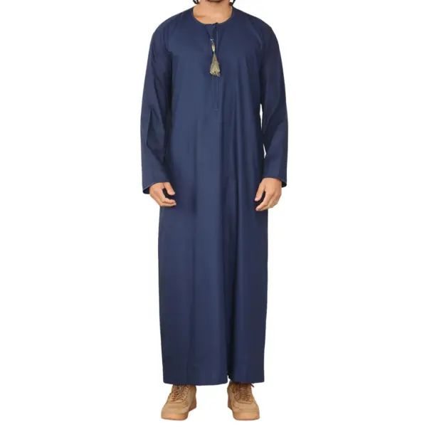 105 Mens Navy Gold Omani Eid Tassel Thobe Jubba Thobez 1