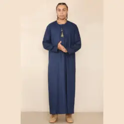 105 - Men's Navy Gold Omani Eid Tassel Thobe Jubba