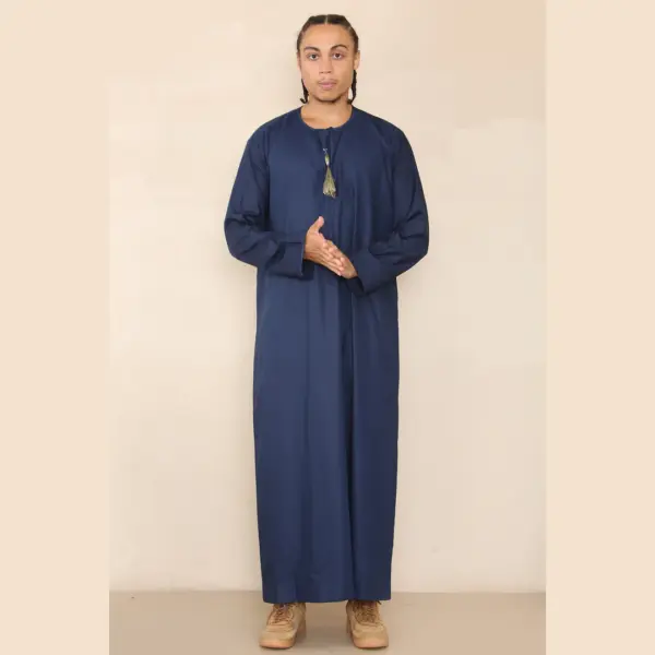 105 Mens Navy Gold Omani Eid Tassel Thobe Jubba Thobez 2