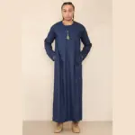 105 - Men's Navy Gold Omani Eid Tassel Thobe Jubba - Image 3