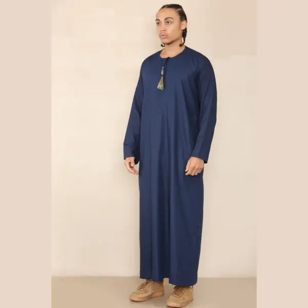 105 Mens Navy Gold Omani Eid Tassel Thobe Jubba Thobez 6