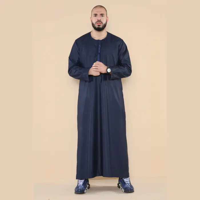105 - Men's Navy Omani Eid Tassel Thobe Jubba - Image 1
