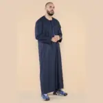 105 - Men's Navy Omani Eid Tassel Thobe Jubba - Image 4