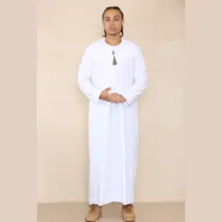 Alternative view of 105 - Men's White Gold Omani Eid Tassel Thobe Jubba