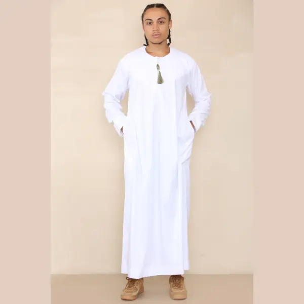 105 Mens White Gold Omani Eid Tassel Thobe Jubba Thobez 5