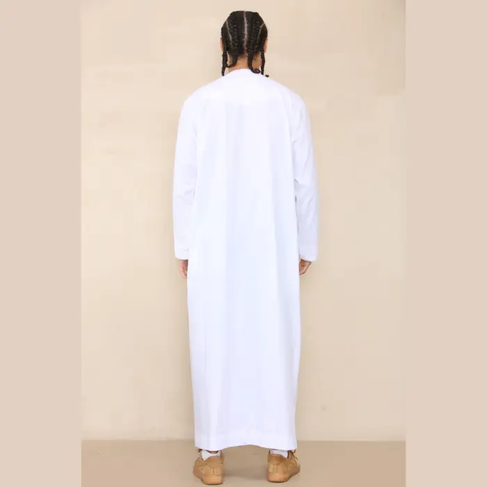 105 - Men's White Gold Omani Eid Tassel Thobe Jubba - Image 6