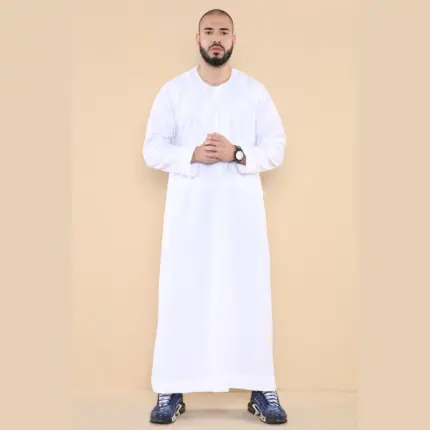 105 - Men's White Omani Eid Tassel Thobe Jubba
