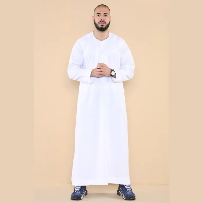 105 - Men's White Omani Eid Tassel Thobe Jubba - Image 1