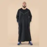 106 - Men's Black Omani Eid Tassel Thobe Jubba - Image 2