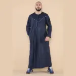 106 - Men's Navy Omani Eid Tassel Thobe Jubba - Image 2