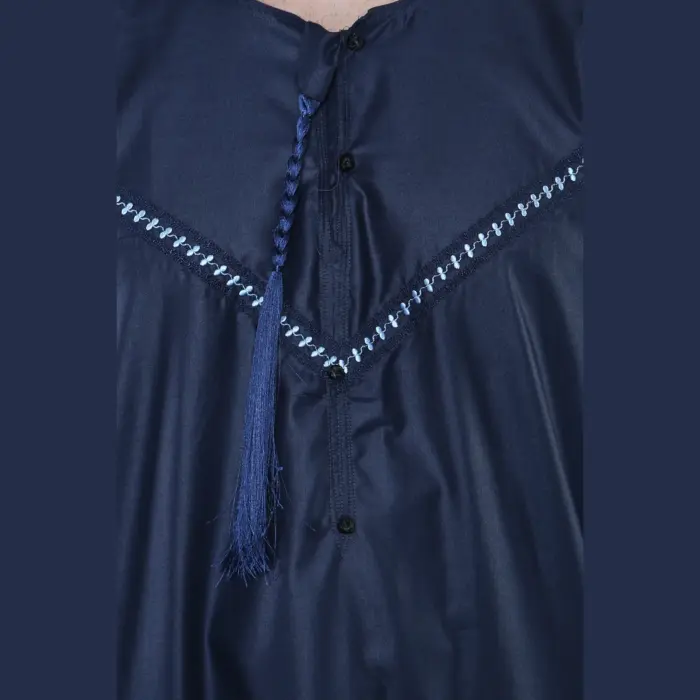 106 - Men's Navy Omani Eid Tassel Thobe Jubba - Image 3