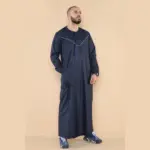 106 - Men's Navy Omani Eid Tassel Thobe Jubba - Image 4