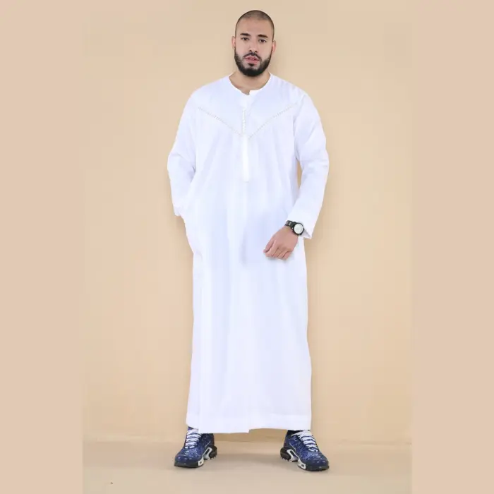 106 - Men's White Omani Eid Tassel Thobe Jubba - Image 3