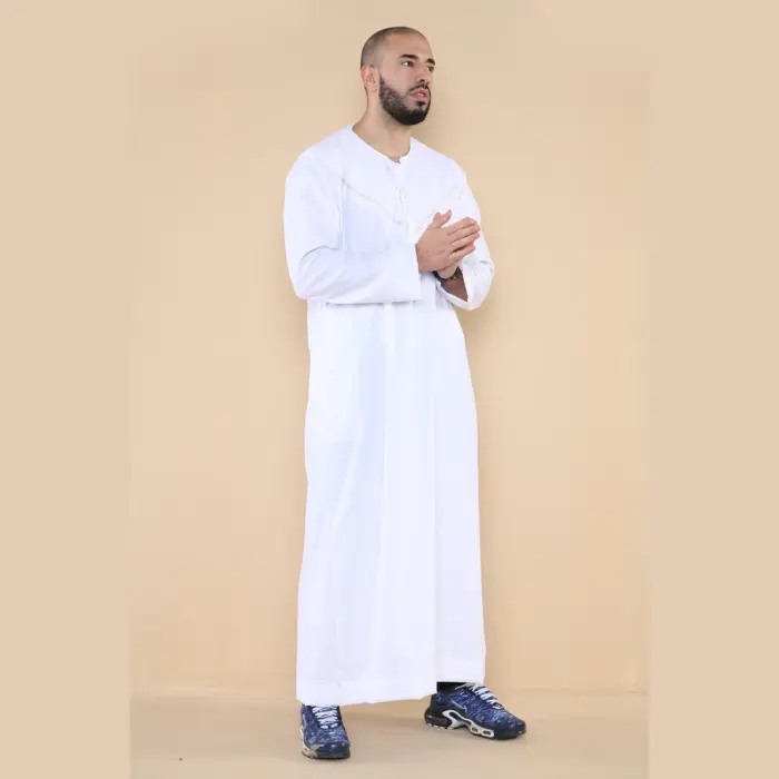 106 - Men's White Omani Eid Tassel Thobe Jubba - Image 4