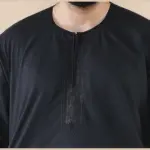 107 - Men's Black Zipped Half Sleeve Islamic Thobe - Image 3