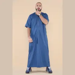 Alternative view of 107 - Men's Blue Zipped Half Sleeve Islamic Thobe